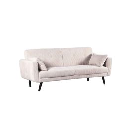 Canapé droit convertible CRENOA 3 places velours côtelé beige