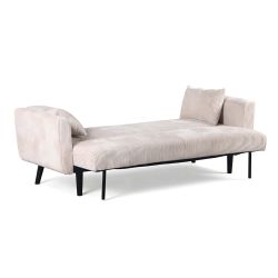 Canapé droit convertible CRENOA 3 places velours côtelé beige