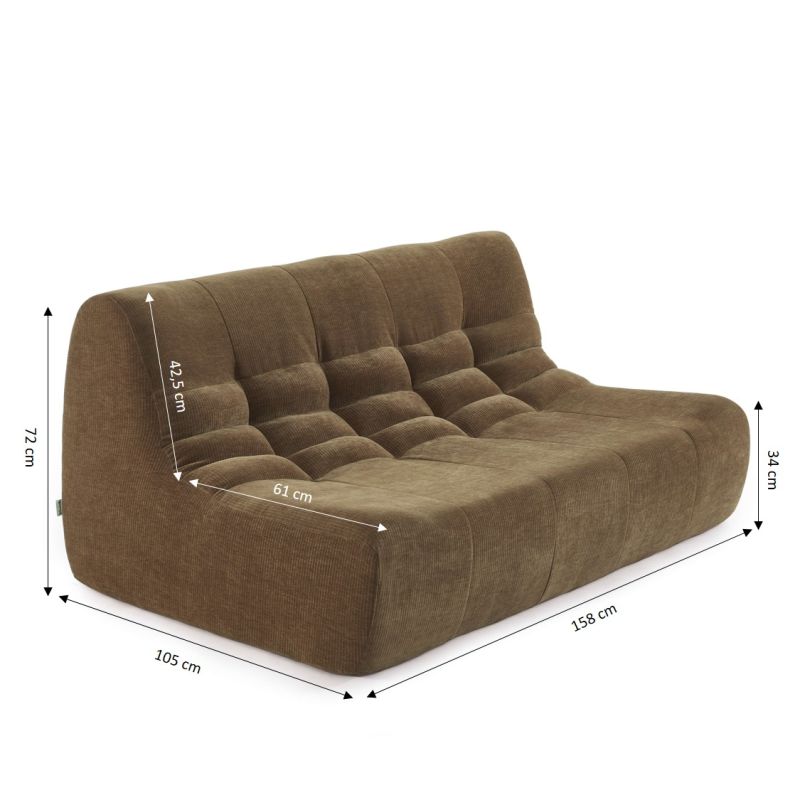 Ensemble banquette et chauffeuse JANIS modulable 3 places velours marron