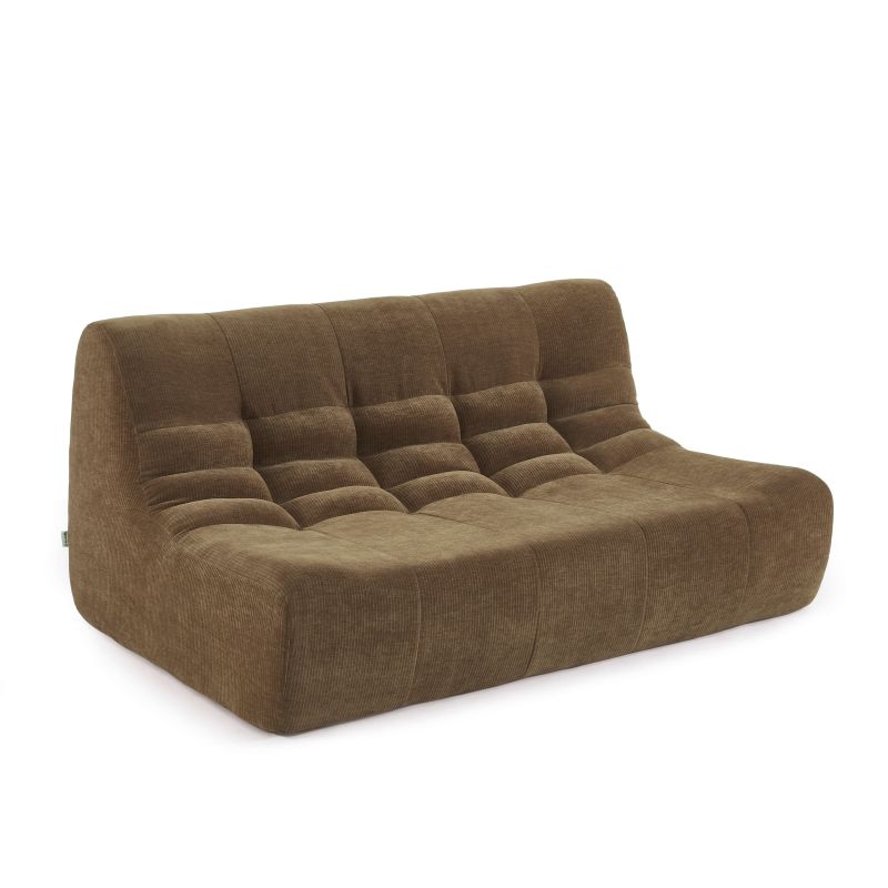 Ensemble banquette et chauffeuse JANIS modulable 3 places velours marron