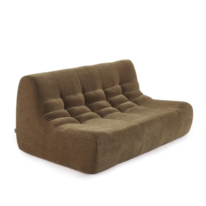 Ensemble banquette et chauffeuse JANIS modulable 3 places velours marron