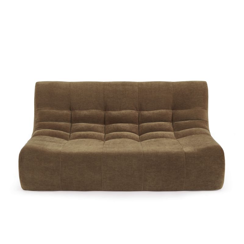 Ensemble banquette et chauffeuse JANIS modulable 3 places velours marron
