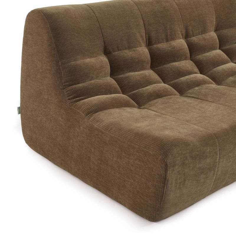 Ensemble banquette et chauffeuse JANIS modulable 3 places velours marron