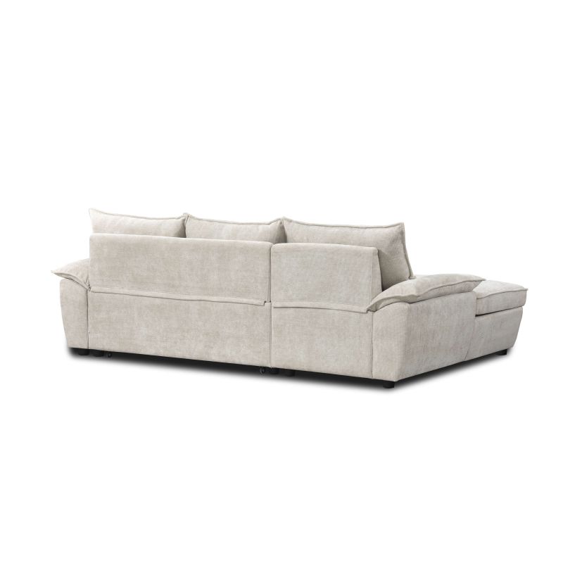 Canapé d'angle gauche convertible VINEA 4 places tissu chenille tramé beige