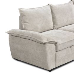 Canapé d'angle gauche convertible VINEA 4 places tissu chenille tramé beige