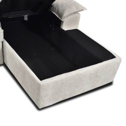 Canapé d'angle gauche convertible VINEA 4 places tissu chenille tramé beige