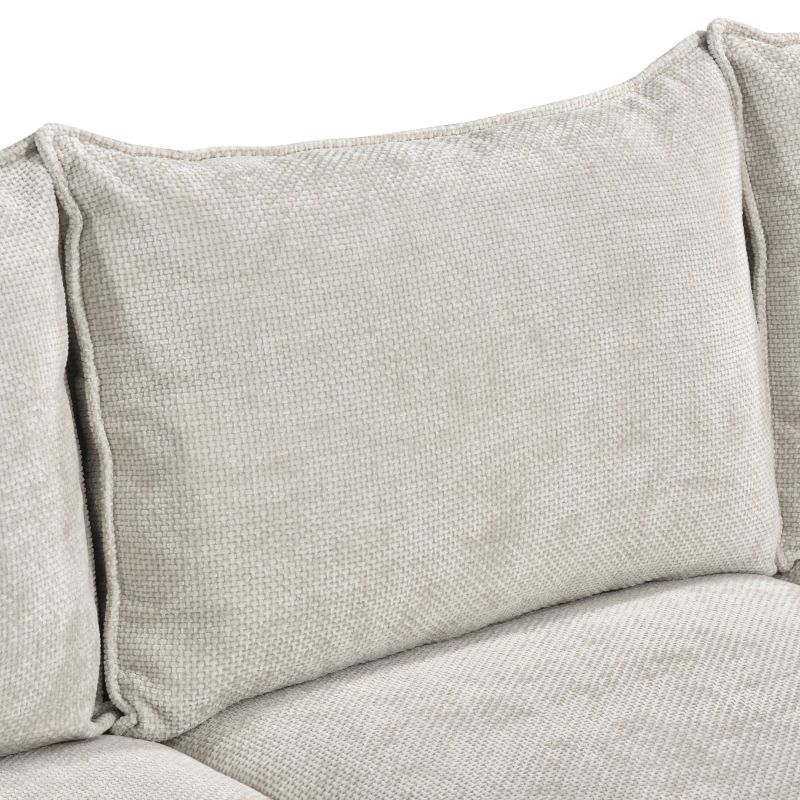 Canapé d'angle gauche convertible VINEA 4 places tissu chenille tramé beige