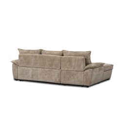 Canapé d'angle gauche convertible VINEA 4 places tissu chenille tramé taupe