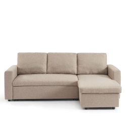 Canapé d'angle convertible et réversible SPENA 4 places tissu beige