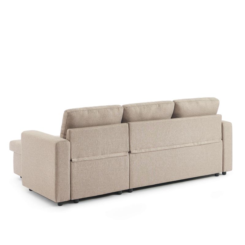 Canapé d'angle convertible et réversible SPENA 4 places tissu beige