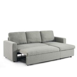 Canapé d'angle convertible et réversible SPENA 4 places tissu gris