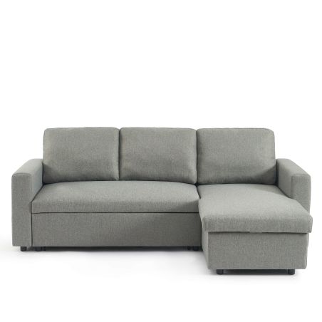 Canapé d'angle convertible et réversible SPENA 4 places tissu gris