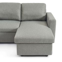 Canapé d'angle convertible et réversible SPENA 4 places tissu gris