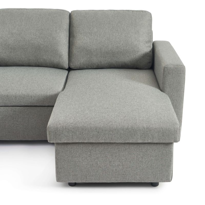 Canapé d'angle convertible et réversible SPENA 4 places tissu gris