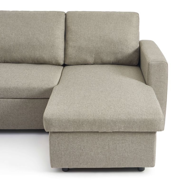 Canapé d'angle convertible et réversible SPENA 4 places tissu taupe