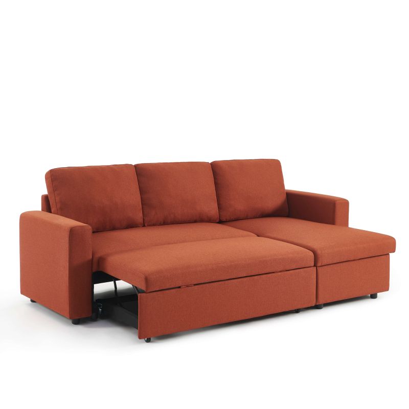 Canapé d'angle convertible et réversible SPENA 4 places tissu terracotta
