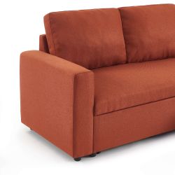 Canapé d'angle convertible et réversible SPENA 4 places tissu terracotta