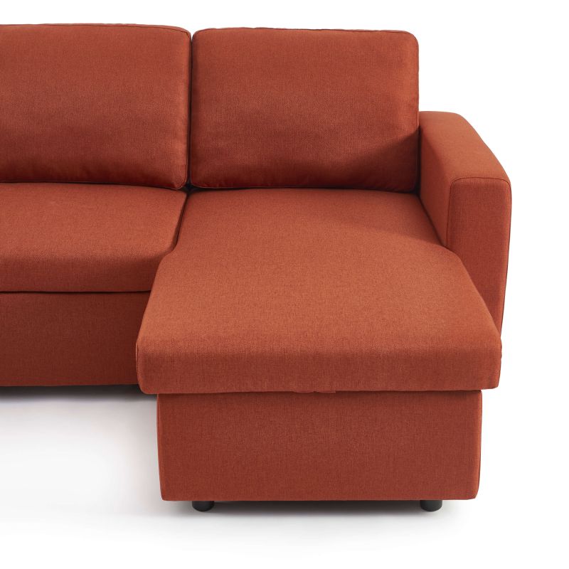 Canapé d'angle convertible et réversible SPENA 4 places tissu terracotta