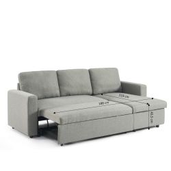 Canapé d'angle convertible et réversible SPENA 4 places tissu gris