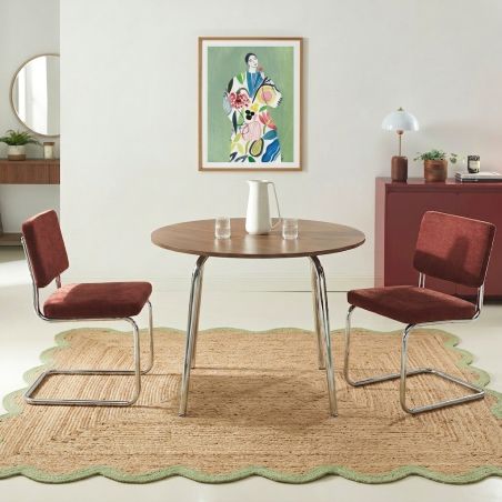 Table à manger ronde VASSI effet noyer 100cm