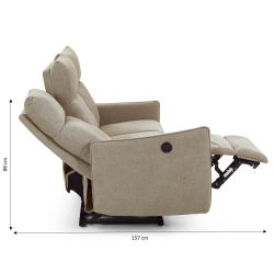 Canapé relax électrique MINOS 3 places tissu chenille beige