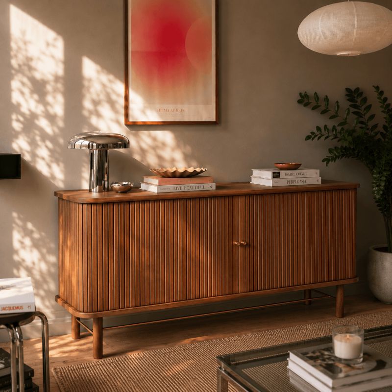 Buffet ERNEST frêne foncé 2 portes tambour 160cm