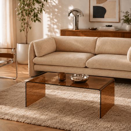 Table basse GINZA verre trempé caramel