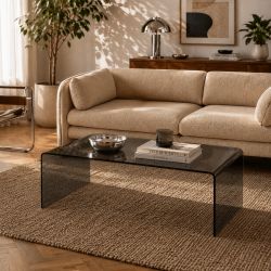 Table basse GINZA verre trempé noir 120cm