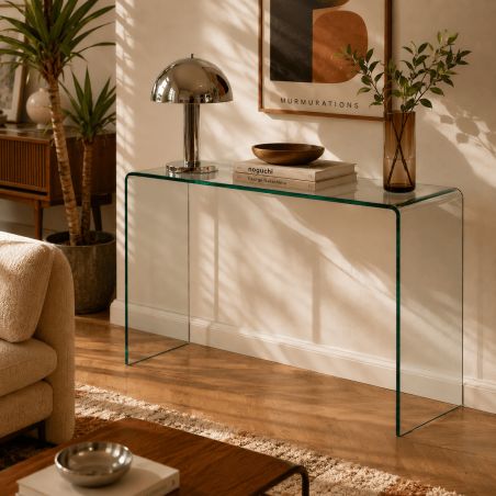 Console GINZA verre trempé transparent 110cm