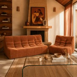 Chauffeuse JANIS modulable 1 place velours terracotta