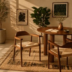 Lot de 2 chaises MARTIE chêne massif couleur noyer et corde