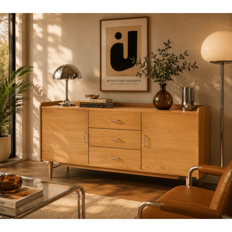 Buffet TWIGGY placage chêne 2 portes 180cm