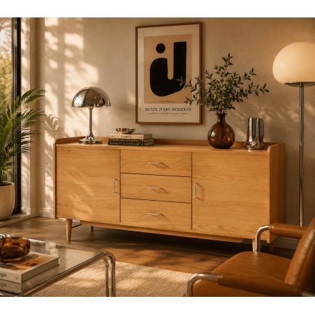 Buffet TWIGGY placage chêne 2 portes 180cm