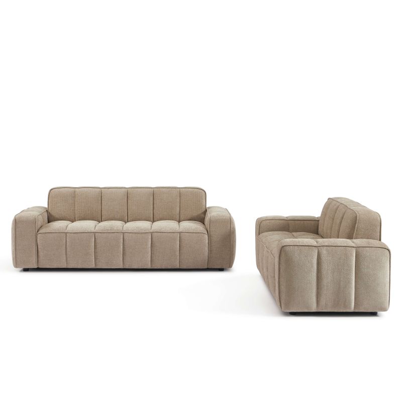 Ensemble canapés droits fixes 3+2 ALISTAIR tissu chenille beige