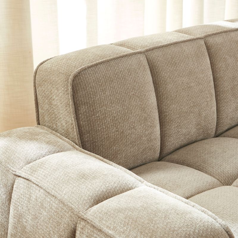 Ensemble canapés droits fixes 3+2 ALISTAIR tissu chenille beige