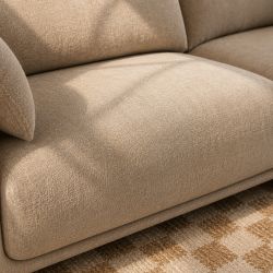 Canapé KURLY 3 places tissu chenille tramé beige