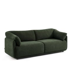 Canapé KURLY 3 places tissu chenille tramé vert