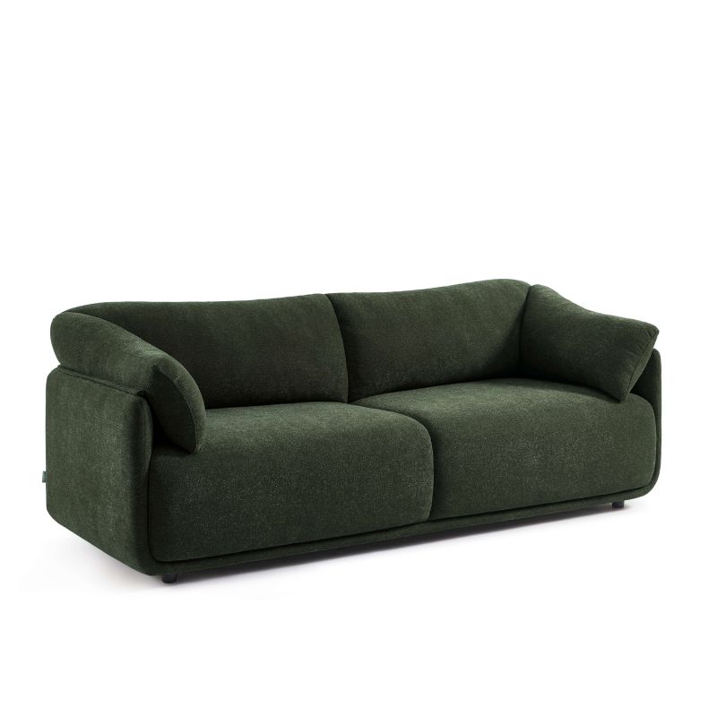 Canapé KURLY 3 places tissu chenille tramé vert