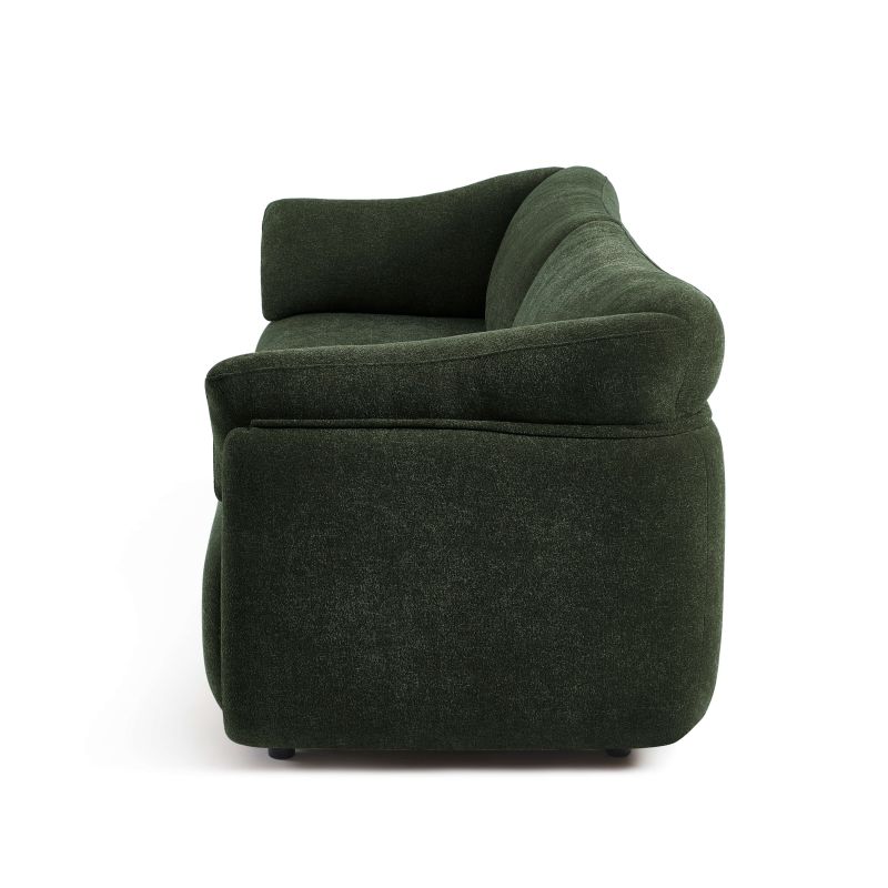 Canapé KURLY 3 places tissu chenille tramé vert