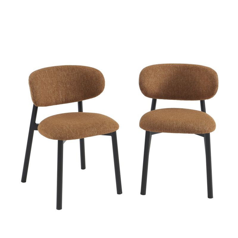 Lot de 4 chaises CIARA bouclette terracotta et pieds métal noir