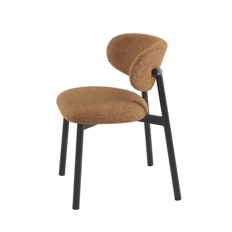 Lot de 4 chaises CIARA bouclette terracotta et pieds métal noir