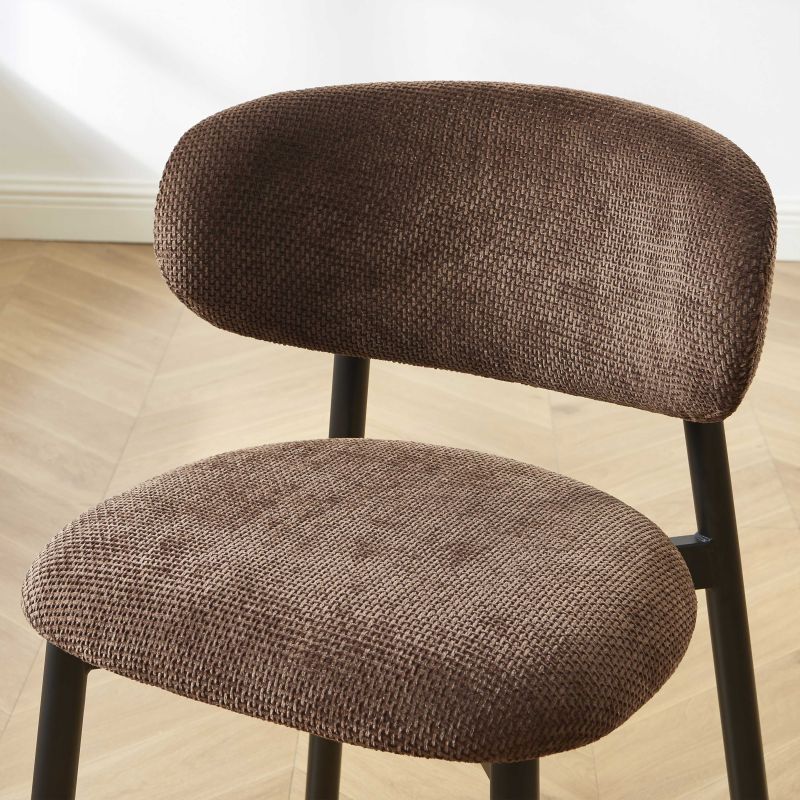 Lot de 4 chaises CIARA bouclette marron et pieds métal noir
