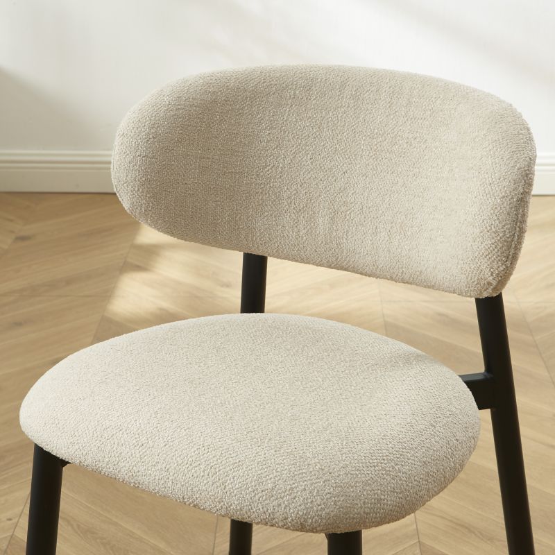 Lot de 6 chaises CIARA bouclette beige et pieds métal noir