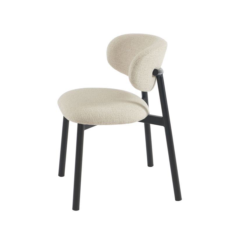 Lot de 6 chaises CIARA bouclette beige et pieds métal noir