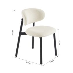 Lot de 6 chaises CIARA bouclette écrue et pieds métal noir