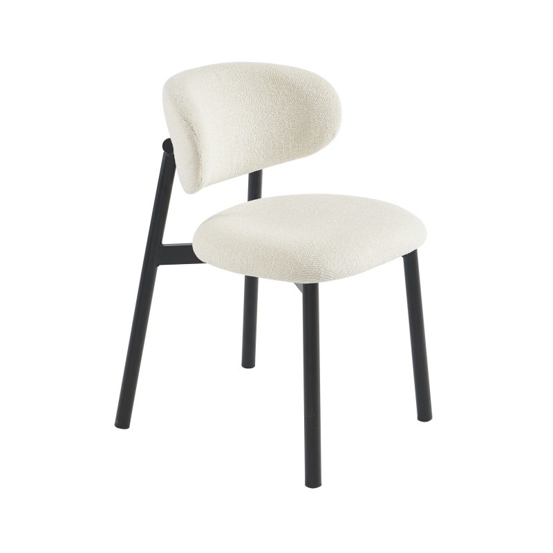 Lot de 6 chaises CIARA bouclette écrue et pieds métal noir