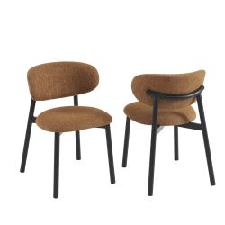 Lot de 6 chaises CIARA bouclette terracotta et pieds métal noir