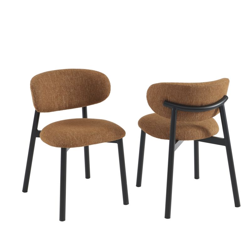 Lot de 6 chaises CIARA bouclette terracotta et pieds métal noir