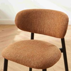 Lot de 6 chaises CIARA bouclette terracotta et pieds métal noir