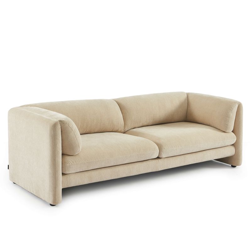 Ensemble canapés droits fixes 3+2 NIKKI velours texturé beige
